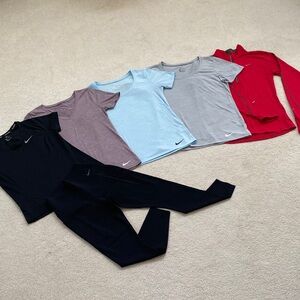 Nike Activewear SET in Black, Mauve, Light Blue, Gray, Red/Nike Leggings